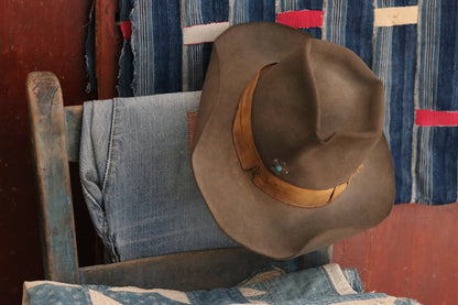 Tan Cowboy Style Hat with Wing Dancer Pin 3