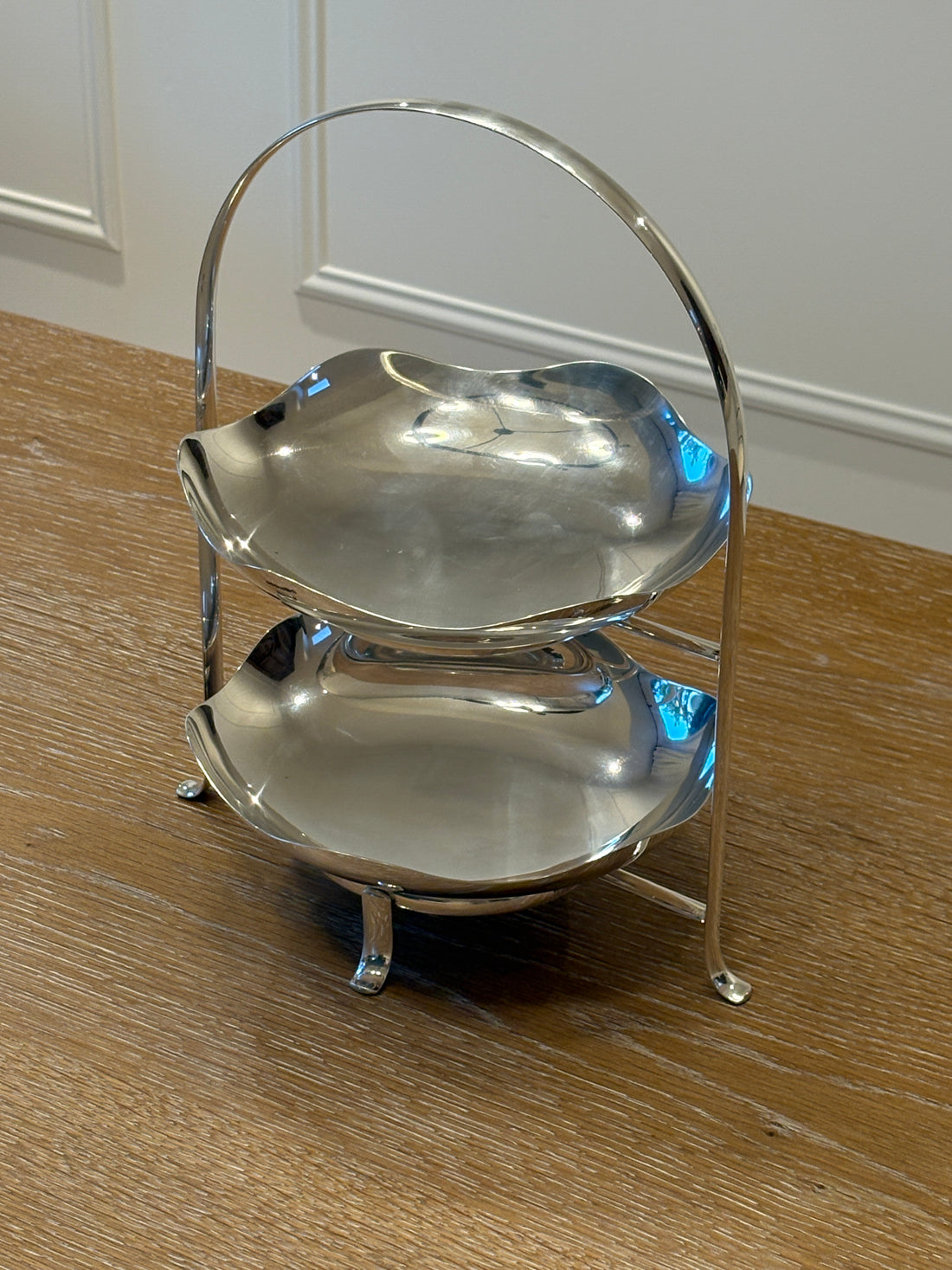 Tiered Serving Stand with Scalloped Silver Bowls C. 1890 | Collectors Gene