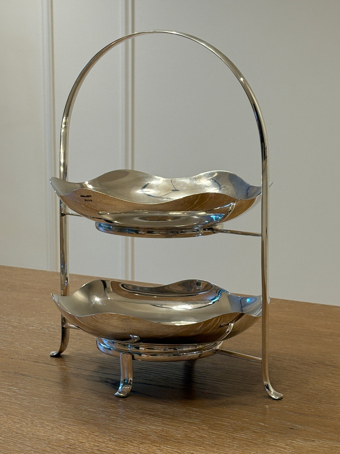 Tiered Serving Stand with Scalloped Silver Bowls C. 1890 | Collectors Gene