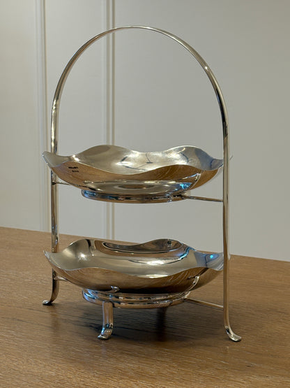 Tiered Serving Stand with Scalloped Silver Bowls C. 1890 | Collectors Gene