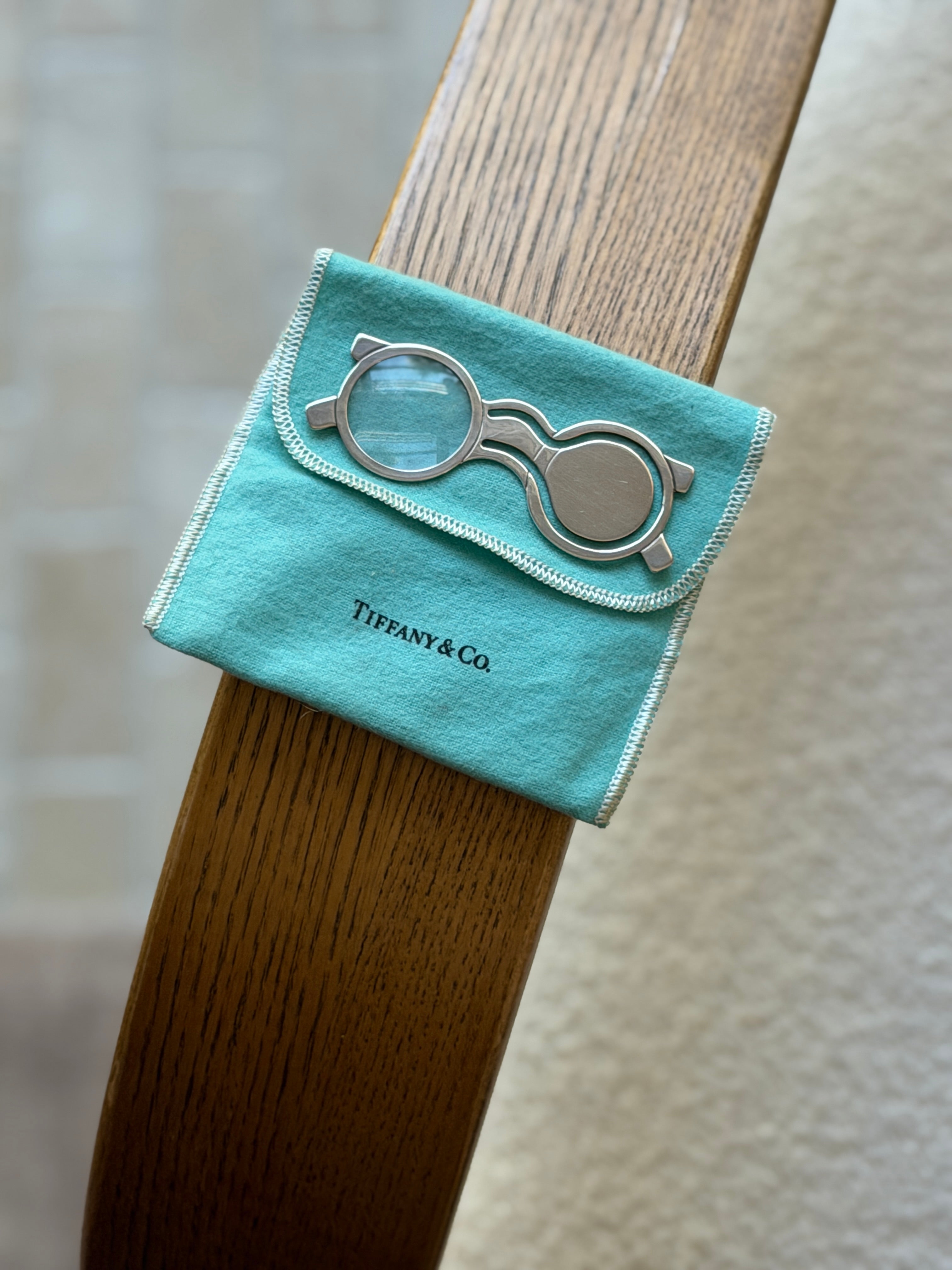 Tiffany &amp; Co. Sterling Silver Eyeglasses Magnifying Glass with Original Case