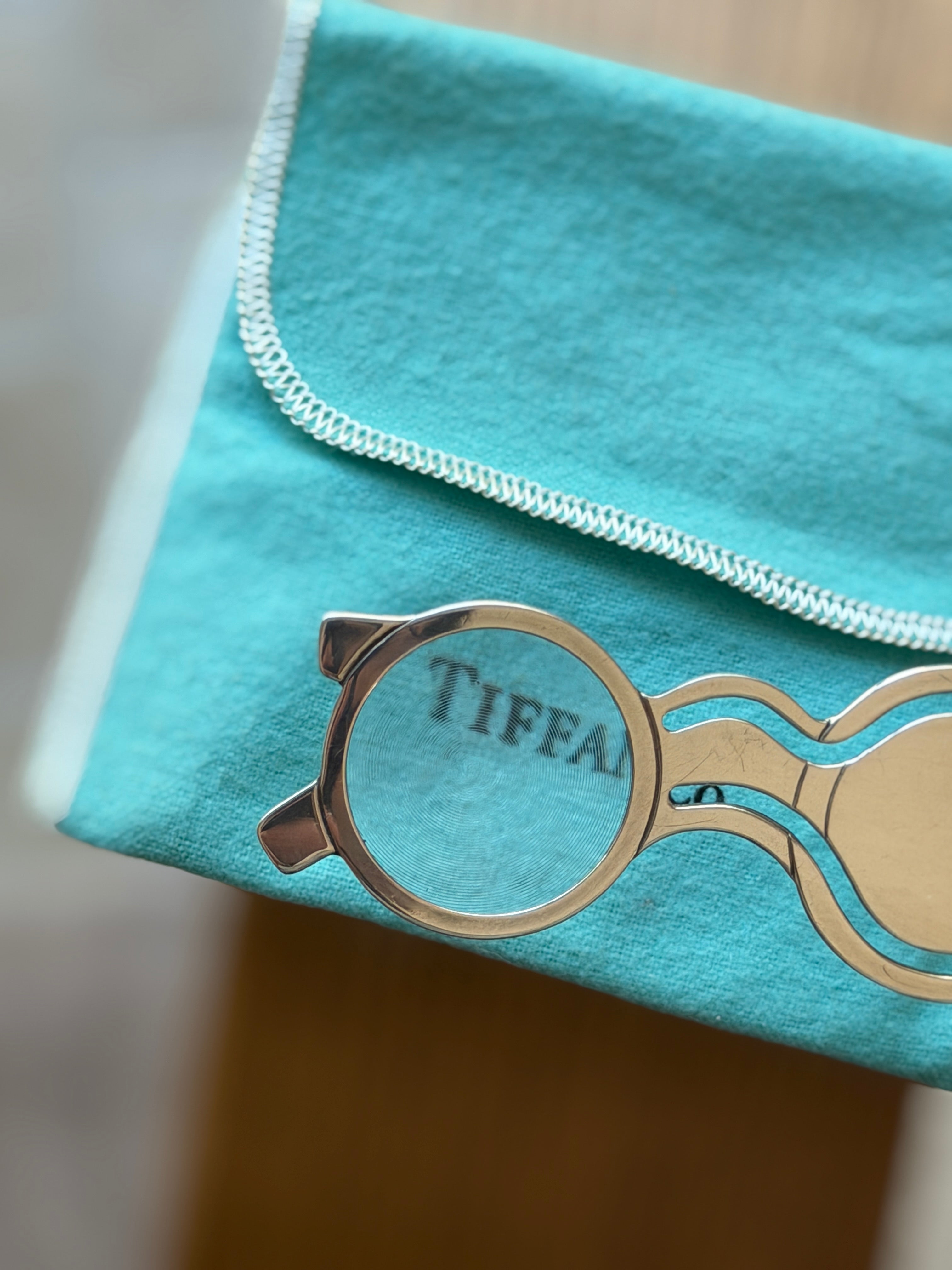 Tiffany &amp; Co. Sterling Silver Eyeglasses Magnifying Glass with Original Case