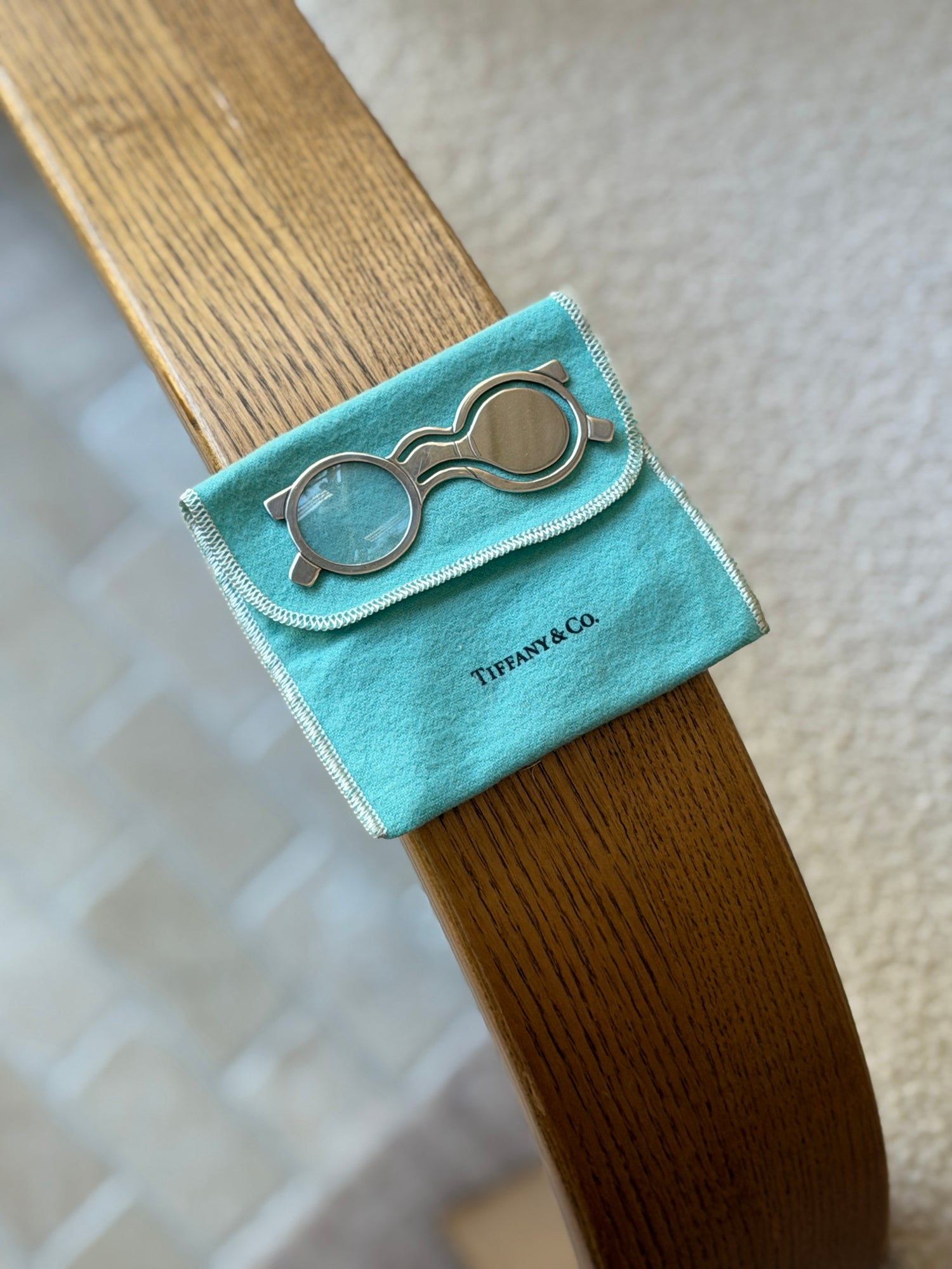 Tiffany &amp; Co. Sterling Silver Eyeglasses Magnifying Glass with Original Case