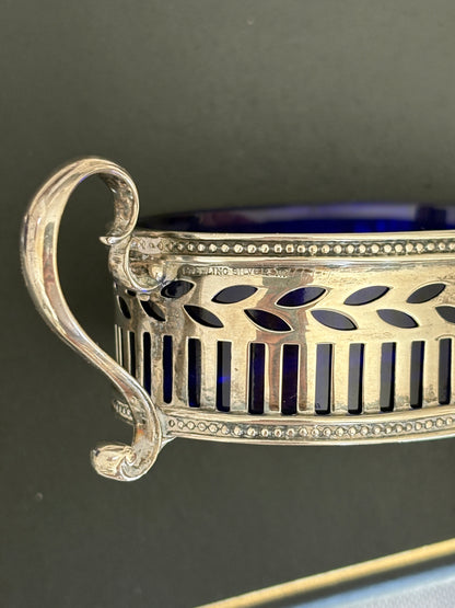 Tiffany &amp; Co. Sterling Silver Pierced Salt Cellars with Cobalt Liners | Collector Gene
