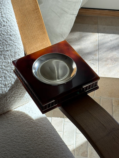 Tortoiseshell Catchall in Lucite with Chrome Dish - Italy 1970s | Collectors Gene