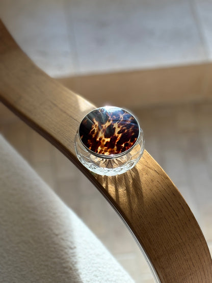 Tortoiseshell and Cut Glass Jar with Sterling Silver Mounts | Collectors Gene