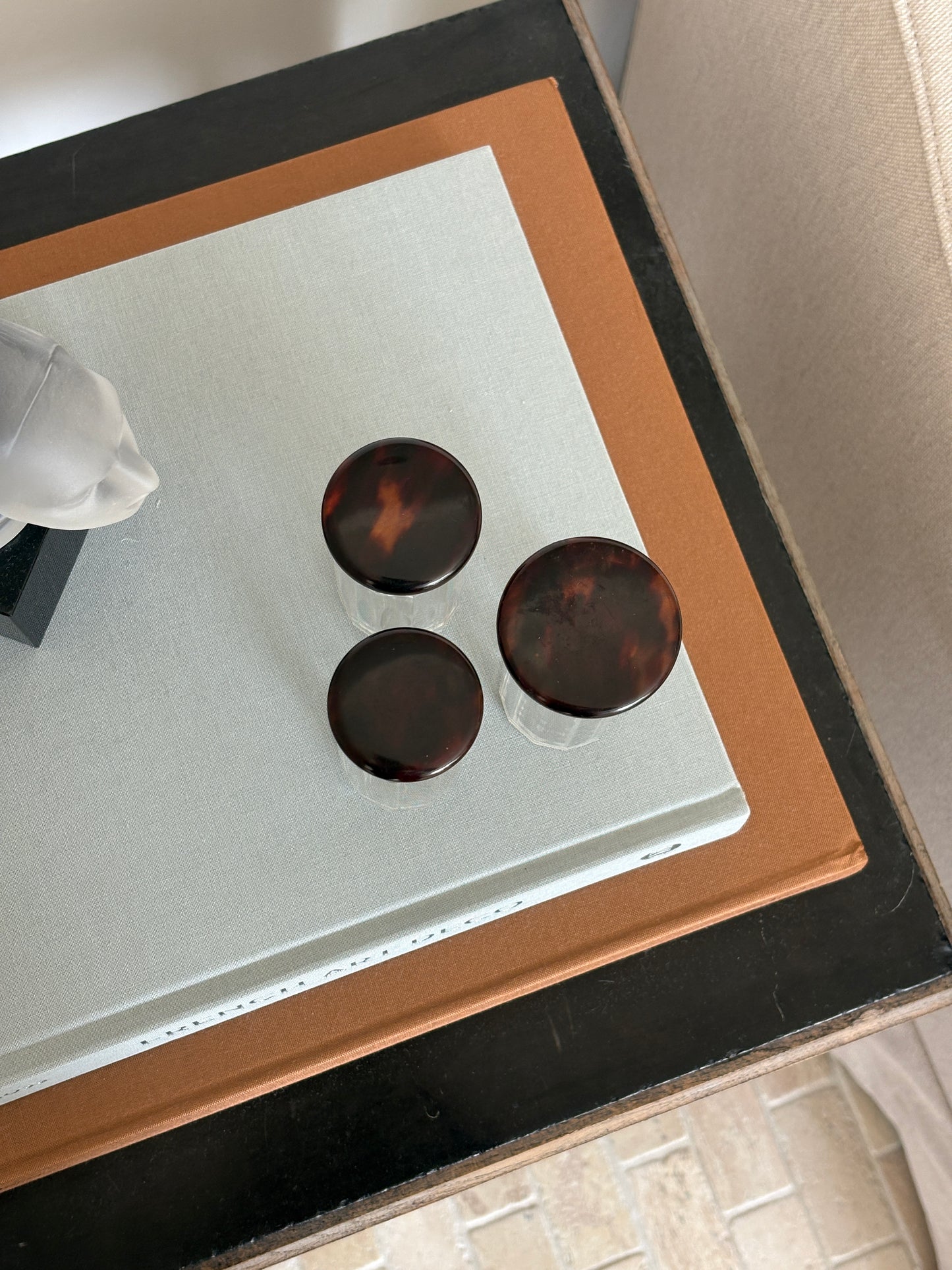 Tortoiseshell and Sterling Glass Dresser Vanity Jars | Collectors Gene
