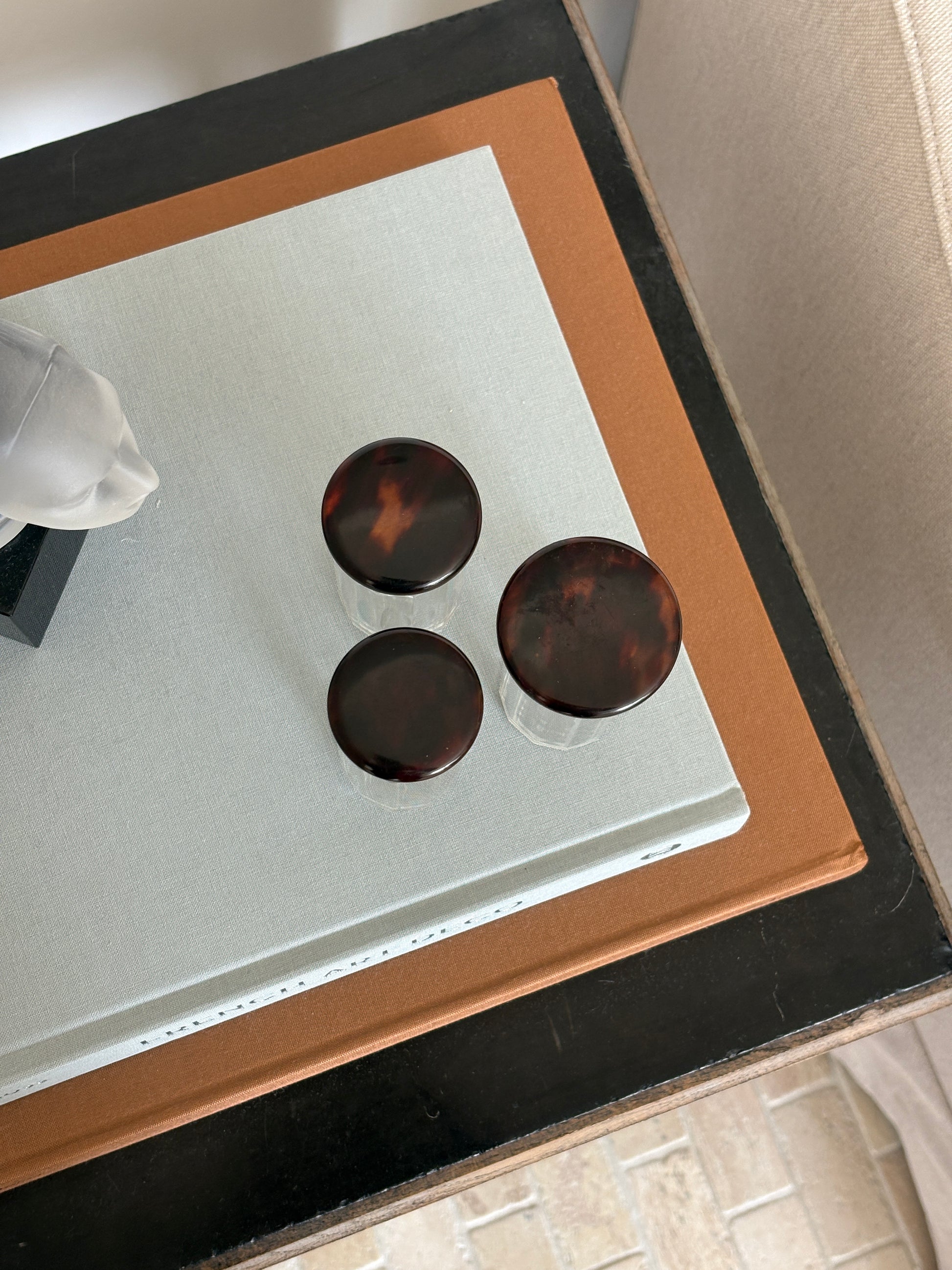 Tortoiseshell and Sterling Glass Dresser Vanity Jars | Collectors Gene