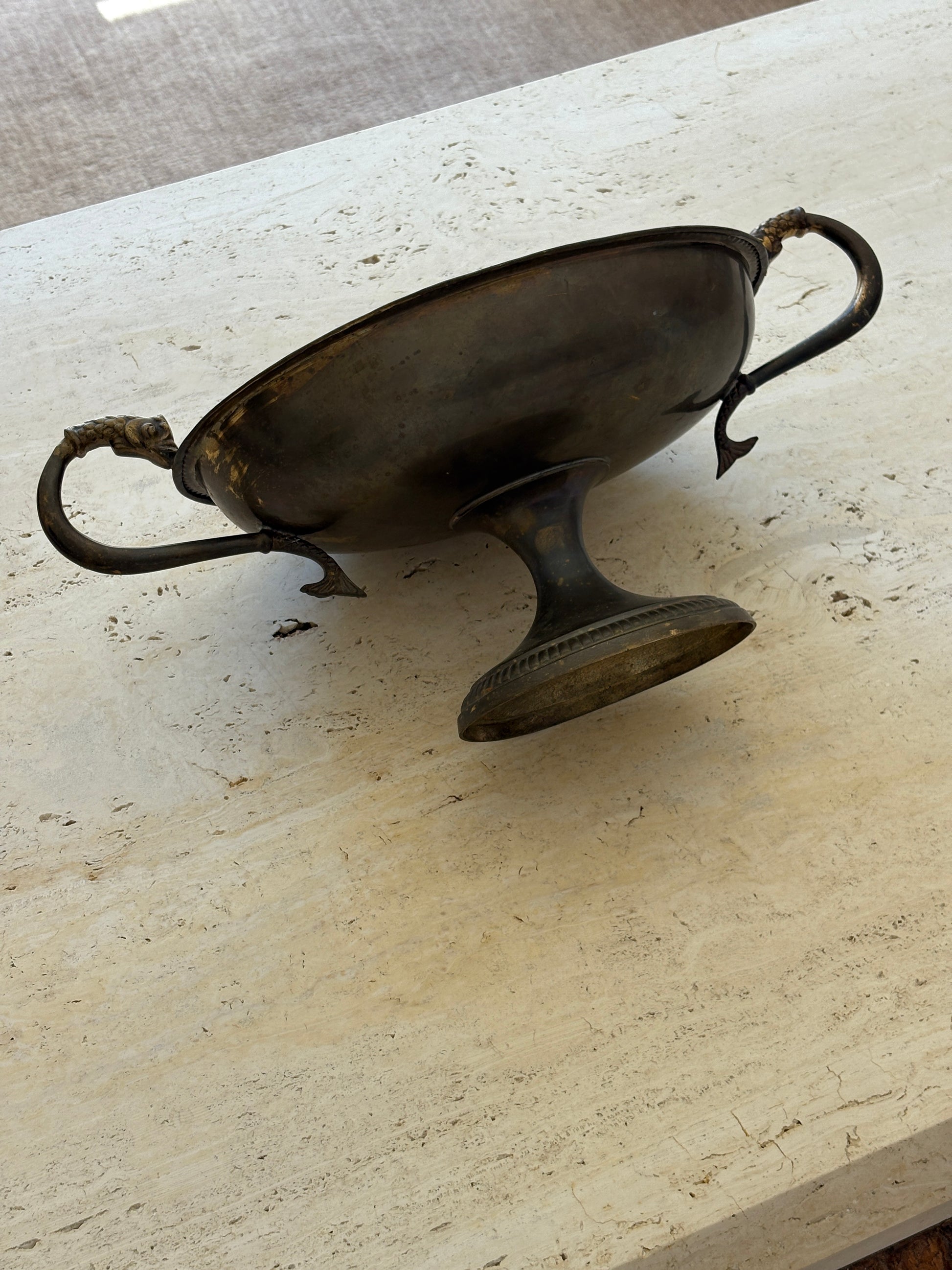 Trophy-Style Brass Vessel with Koi Fish Handles | Collectors Gene Vintage Finds
