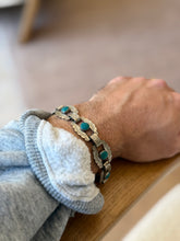 Turquoise Stamped Sterling Silver Southwestern Link Bracelet | Collectors Gene