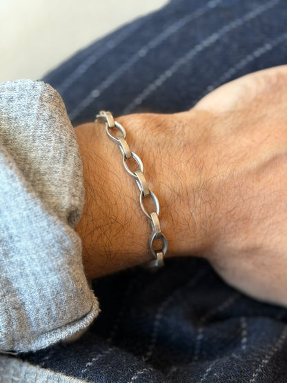 Vintage 925 Sterling Silver Chunky Oval Link Bracelet | Collectors Gene