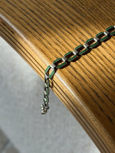 Vintage Art Deco Sterling Silver Green Enamel Geometric Link Bracelet | Collectors Gene