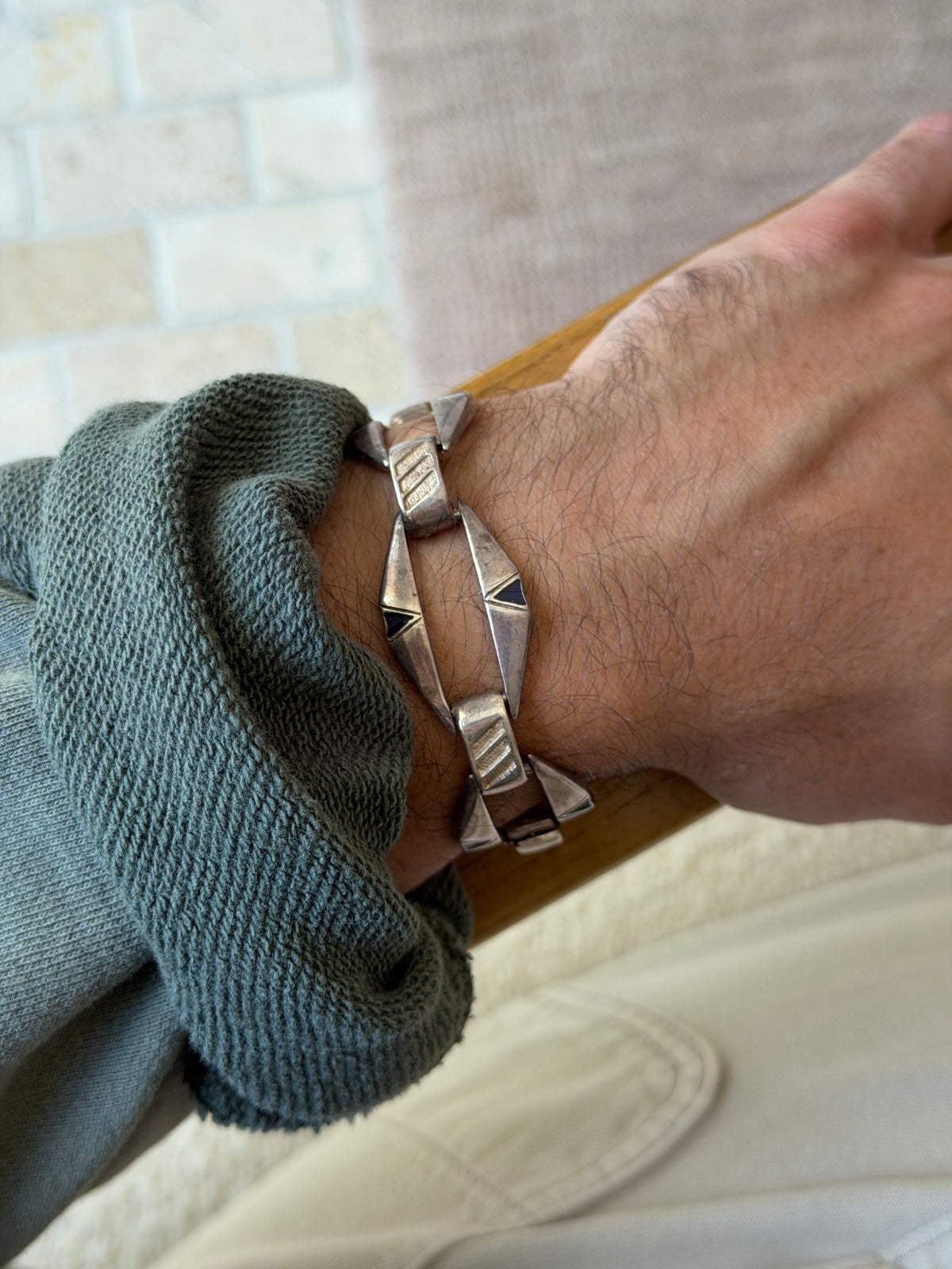Vintage Italian Sterling Silver Blue Enamel Link Bracelet | Collectors Gene