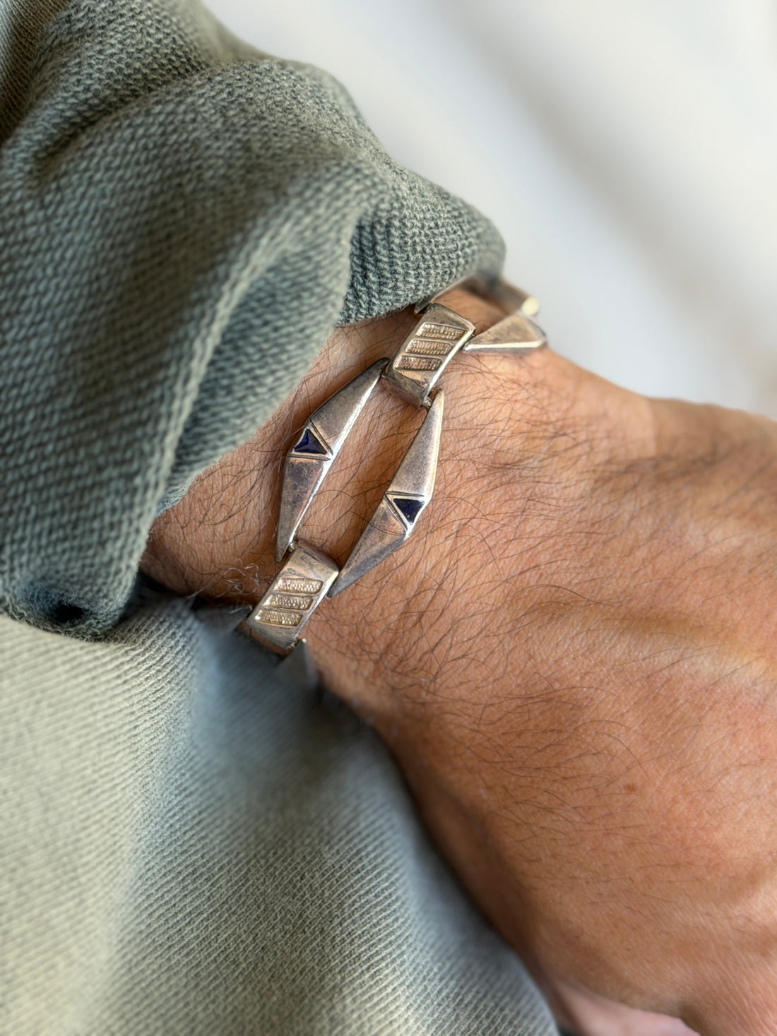 Vintage Italian Sterling Silver Blue Enamel Link Bracelet | Collectors Gene