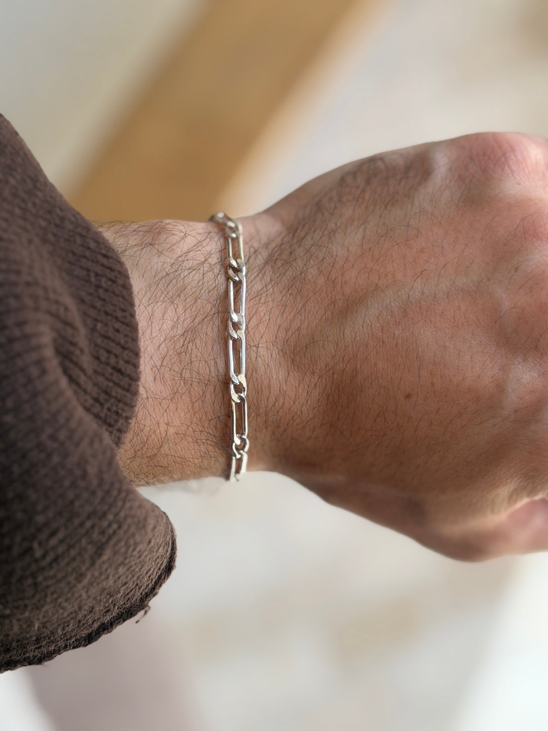 Vintage Italian Sterling Silver Figaro Link Bracelet 7.5" | 925 Silver