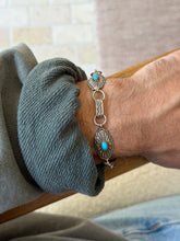 Vintage Native American Sterling Silver Turquoise Concho Link Bracelet | Collectors Gene