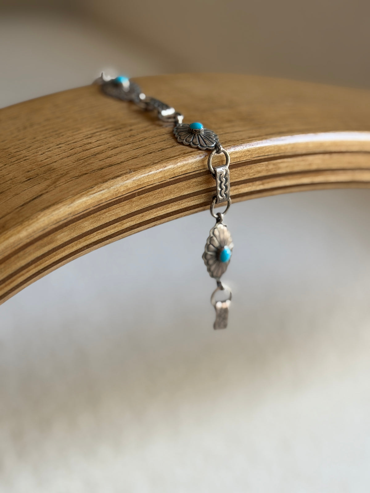 Vintage Native American Sterling Silver Turquoise Concho Link Bracelet | Collectors Gene