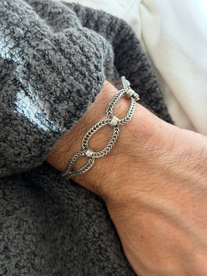 Vintage Rope Twisted Loop Sterling Silver Bracelet