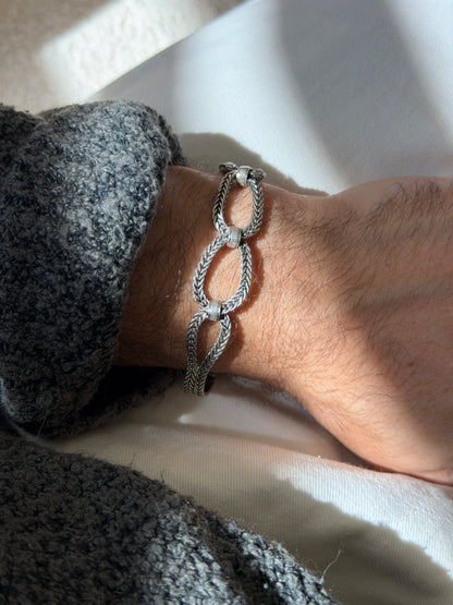Vintage Rope Twisted Loop Sterling Silver Bracelet