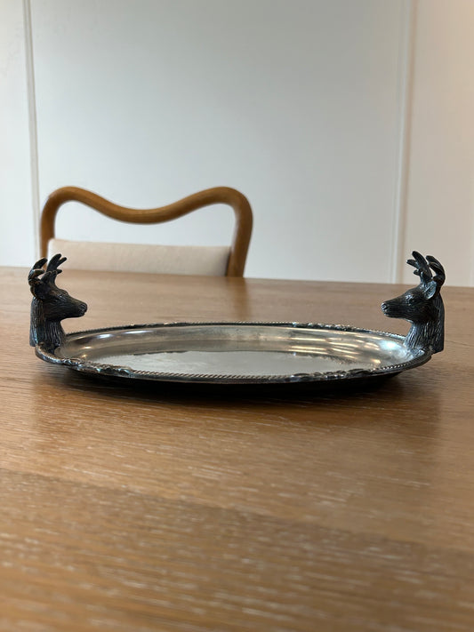 Vintage Silver Stag Deer Head Decorative Tray | Collectors Gene Rare Collectibles