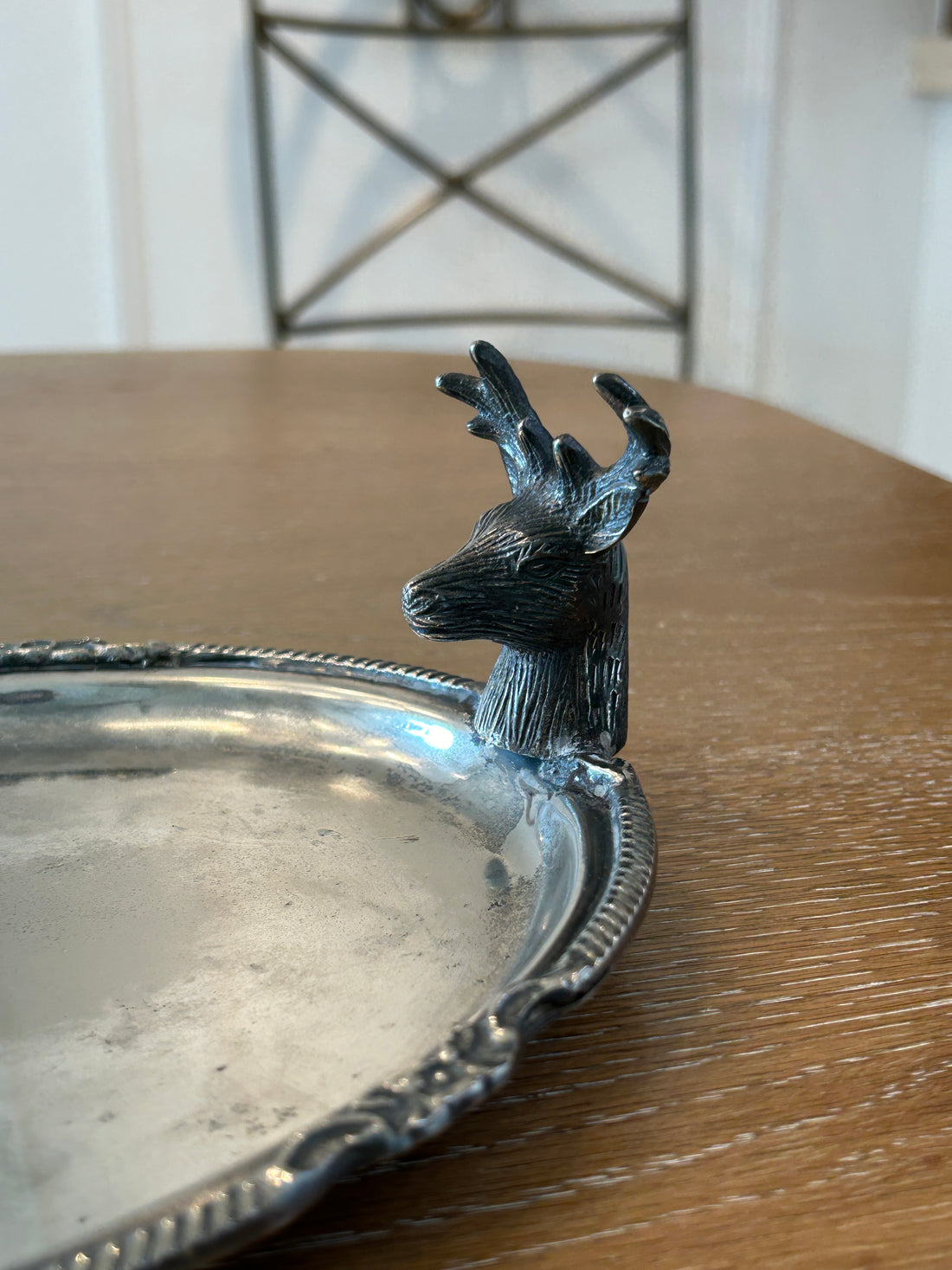 Vintage Silver Stag Deer Head Decorative Tray | Collectors Gene Rare Collectibles