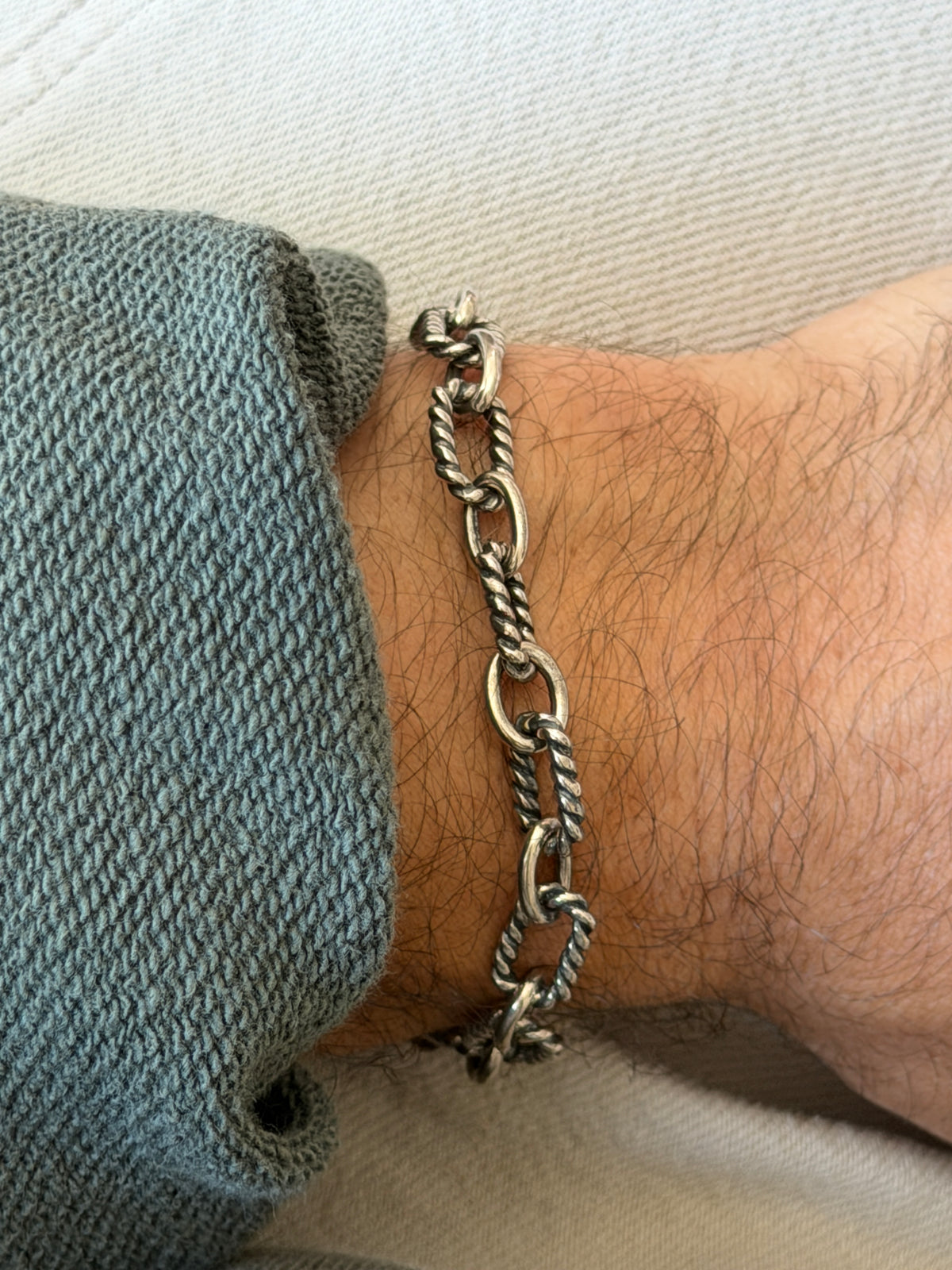 Vintage Sterling Silver Cable Rope Link Bracelet | Collectors Gene