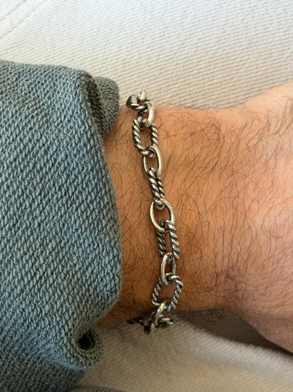 Vintage Sterling Silver Cable Rope Link Bracelet | Collectors Gene