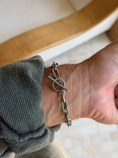 Vintage Sterling Silver Cable Rope Link Bracelet | Collectors Gene