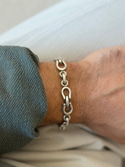 Vintage Sterling Silver Double Horseshoe Equestrian Link Bracelet | Collectors Gene
