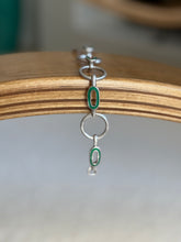 Vintage Sterling Silver Green Enamel Modernist Round Link Bracelet | Collectors Gene