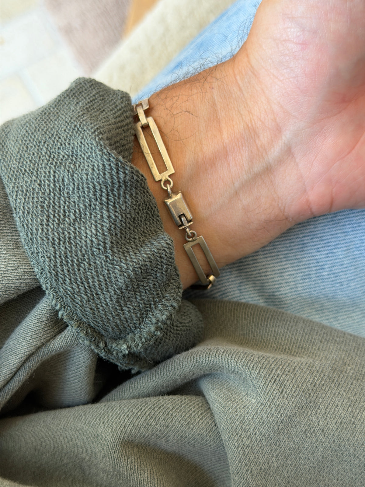 Vintage Sterling Silver Rectangular Link Bracelet | Collectors Gene