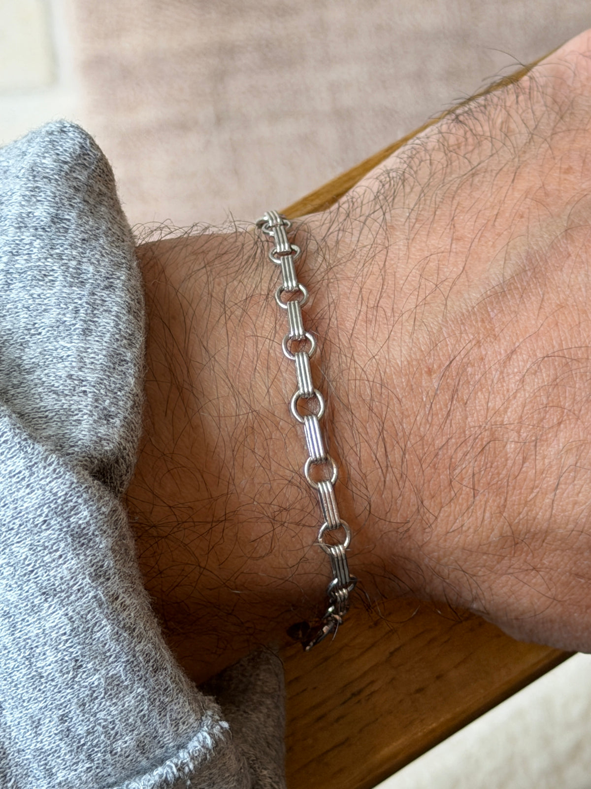 Vintage Sterling Silver Ribbed Link Bracelet | Collectors Gene