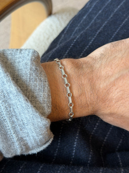 Vintage Sterling Silver Ribbed Link Bracelet | Collectors Gene