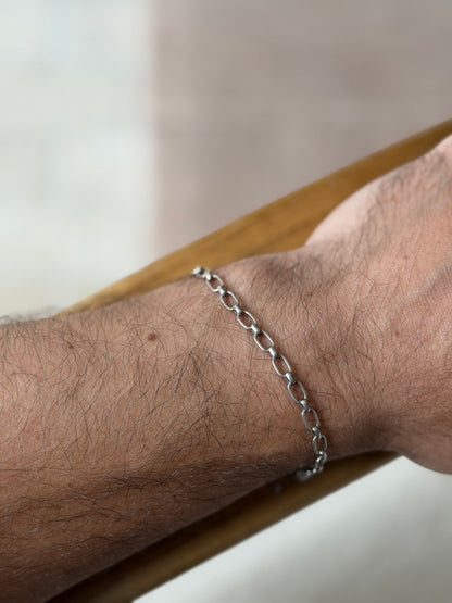 Vintage Sterling Silver Textured Oval Link Bracelet | Collectors Gene