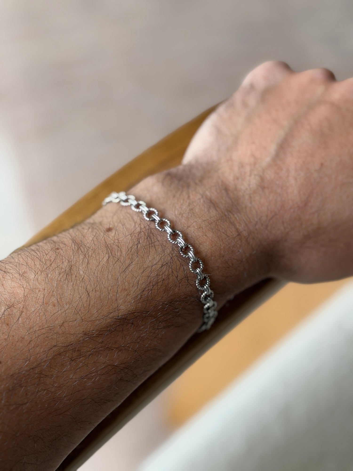 Vintage Sterling Silver Textured Round Link Bracelet | Collectors Gene