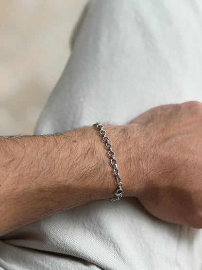 Vintage Sterling Silver Textured Round Link Bracelet | Collectors Gene