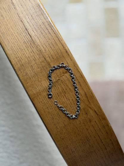 Vintage Sterling Silver Textured Round Link Bracelet | Collectors Gene