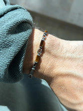Vintage Sterling Silver Tigers Eye Stone Link Bracelet | Collectors Gene