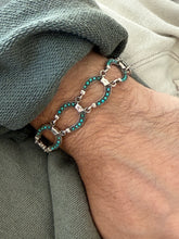 Vintage Sterling Silver Turquoise Horseshoe Link Bracelet | Collectors Gene