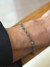 Vintage Sterling Silver Turquoise Station Link Bracelet | Collectors Gene