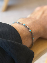 Vintage Sterling Silver Turquoise Station Link Bracelet | Collectors Gene