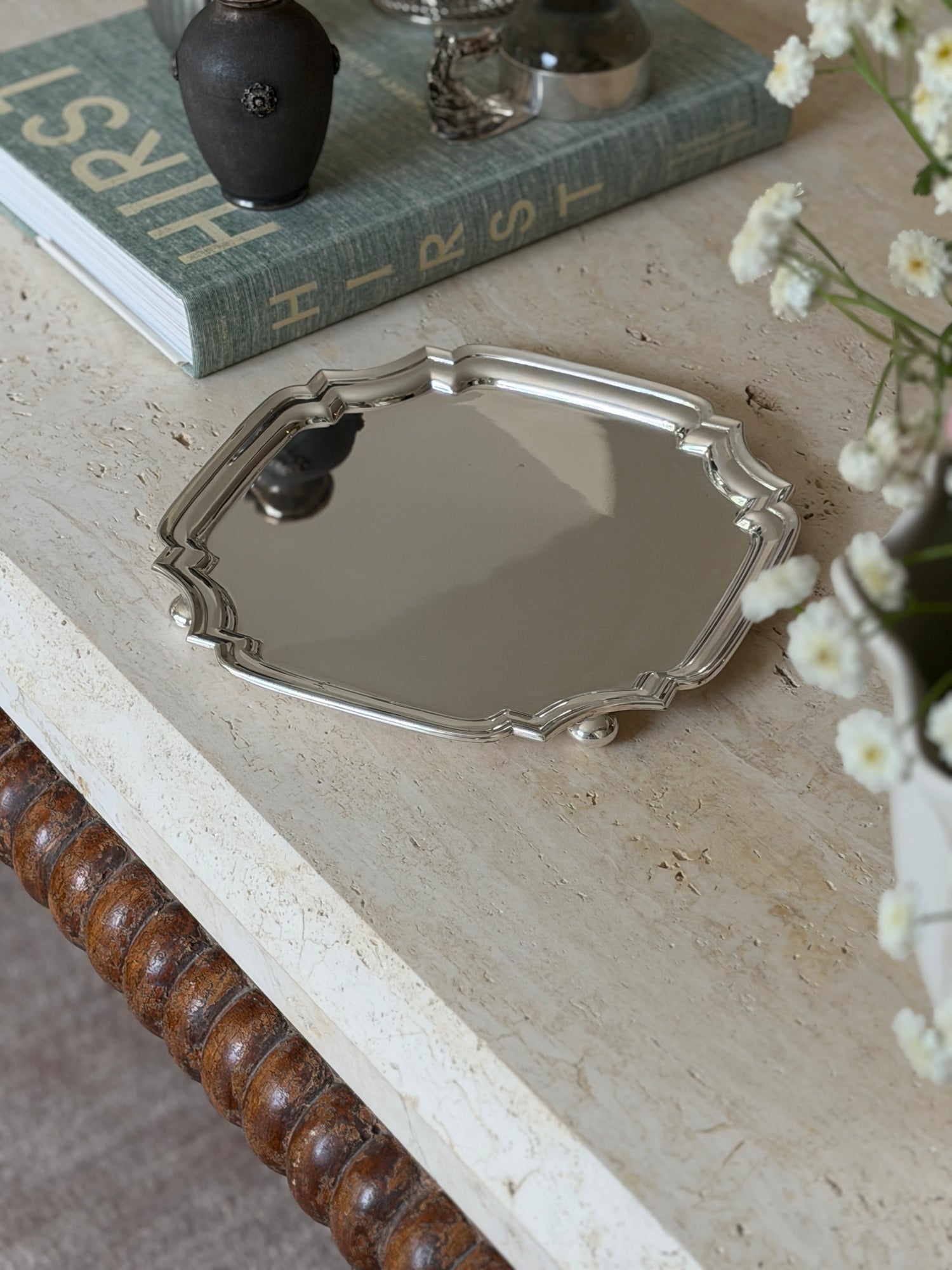 Walker Hall Antique Silver Plated Chippendale Salver Sheffield England c.1930 | Collectors Gene