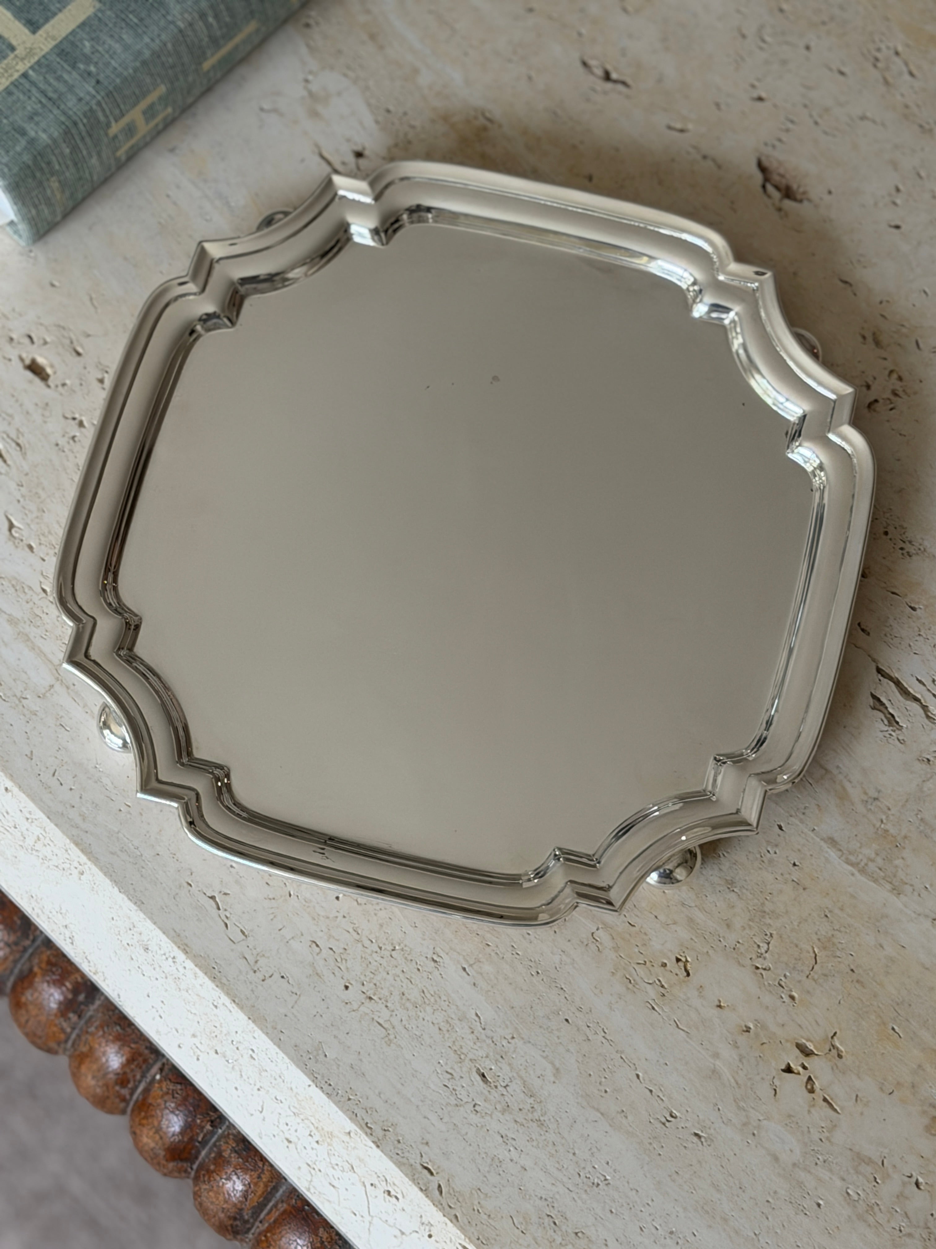 Walker Hall Antique Silver Plated Chippendale Salver Sheffield England c.1930 | Collectors Gene