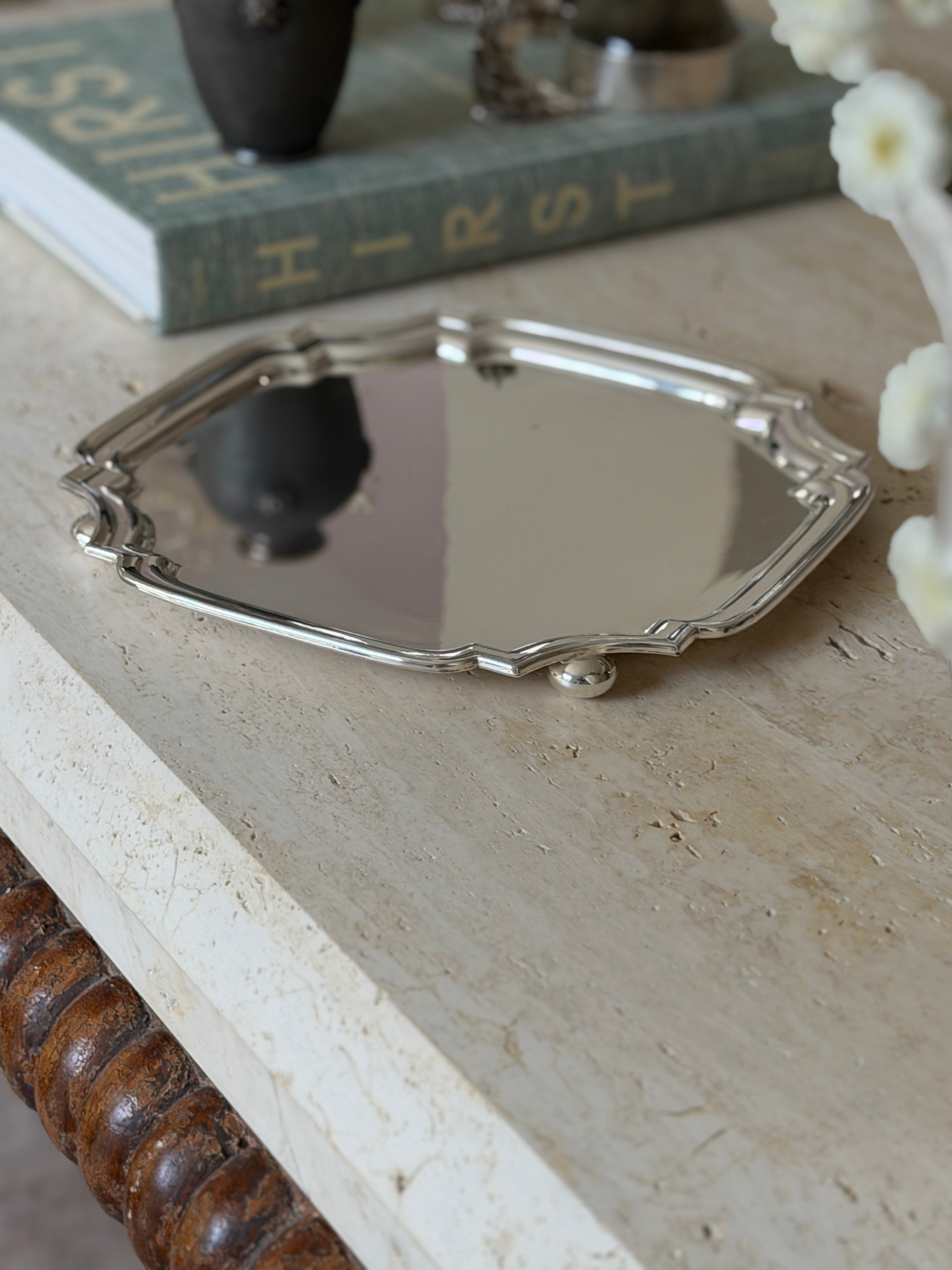Walker Hall Antique Silver Plated Chippendale Salver Sheffield England c.1930 | Collectors Gene