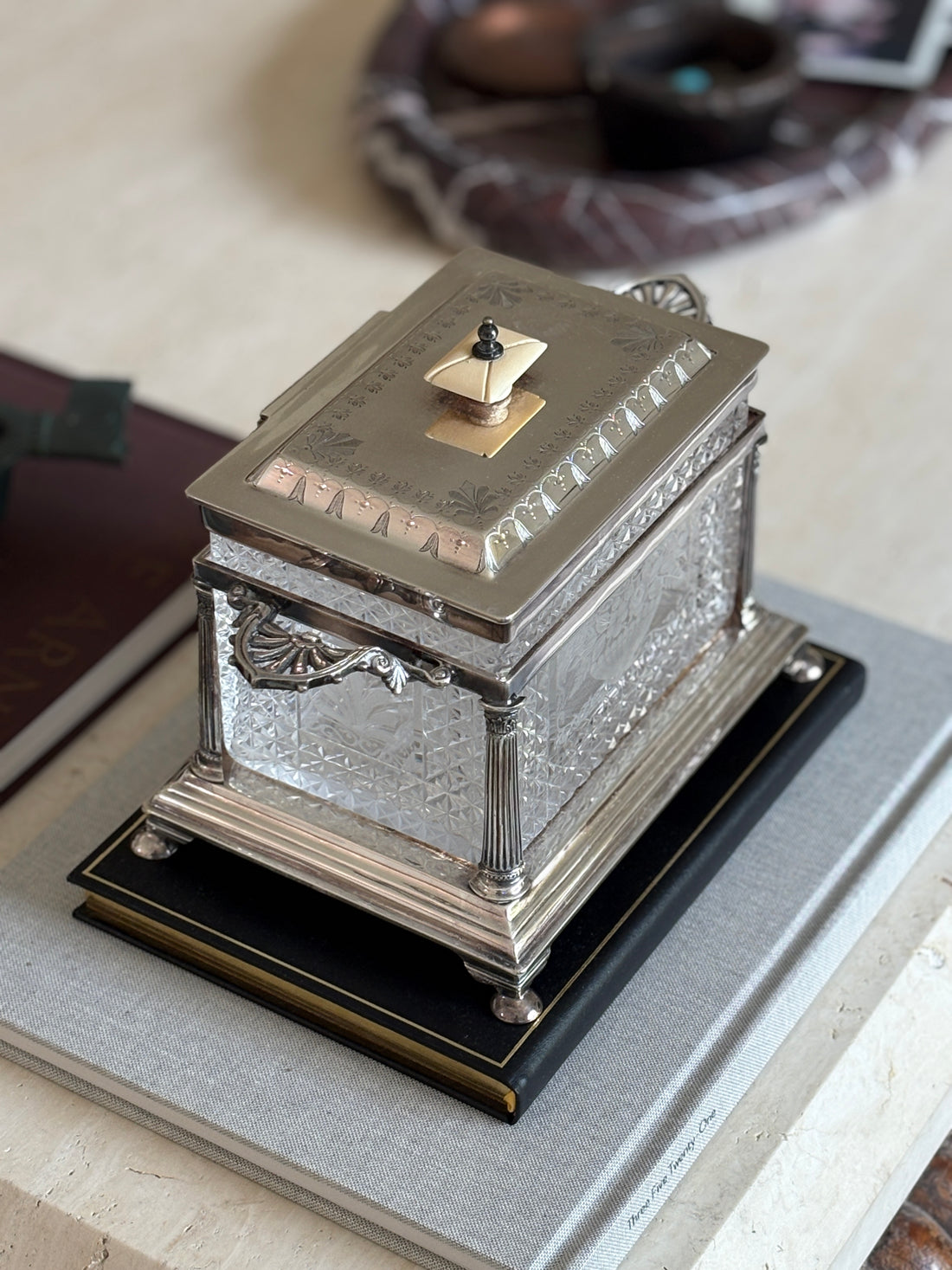 Walker &amp; Hall Sheffield Silver Plate &amp; Cut Glass Biscuit Box | Collectors Gene