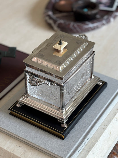 Walker &amp; Hall Sheffield Silver Plate &amp; Cut Glass Biscuit Box | Collectors Gene