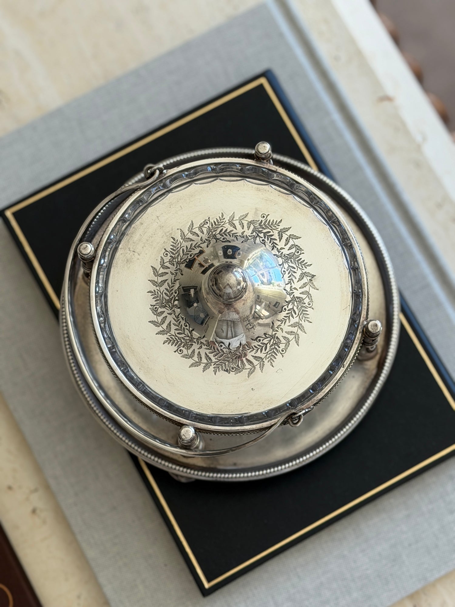 Walker &amp; Hall Silver Plate &amp; Cut Glass Biscuit Box –  Sheffield c. 1900