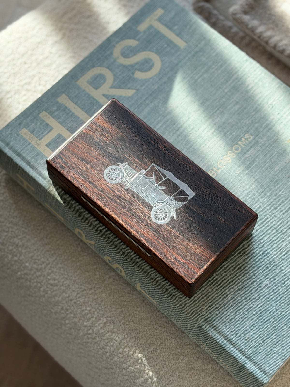 Wood Box with Silver Inlaid Automobile - Denmark | Collectors Gene