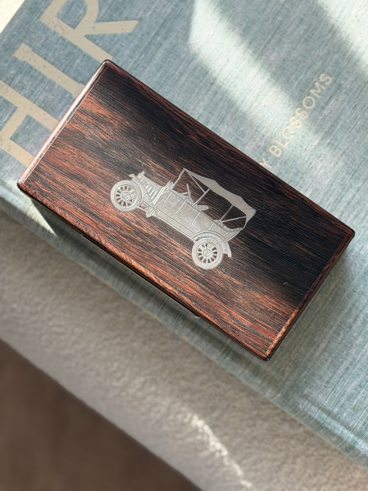 Wood Box with Silver Inlaid Automobile - Denmark | Collectors Gene