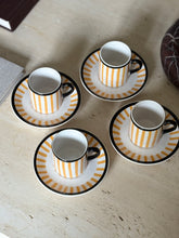 Yellow Stripe Demitasse Espresso Cups for Bonwit Teller - Made in Italy - Set of 4 | Collectors Gene